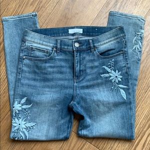 Loft Embroidered Skinny Jeans